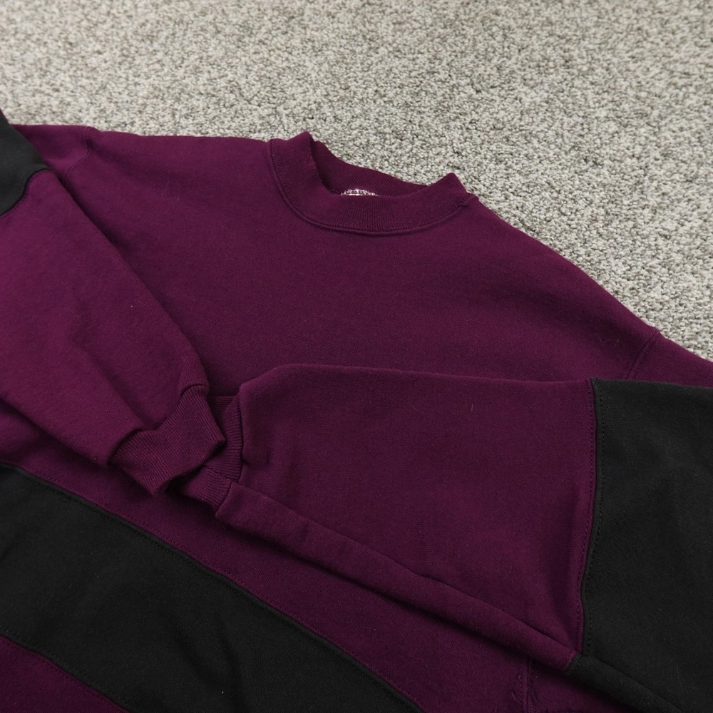 VTG Hanes Sweatshirt Mens M Purple Black Stripe Pullover Crewneck Sweater USA